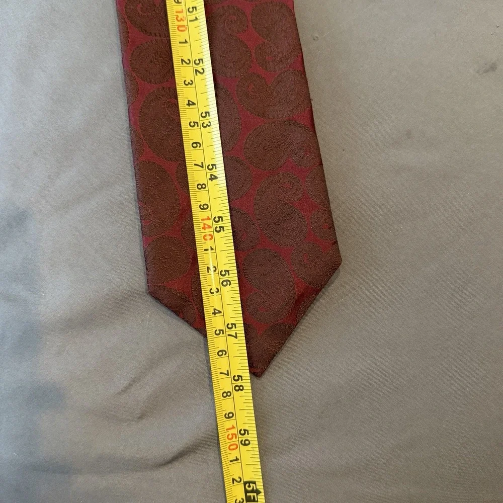 Canali Men's Silk Jacquard Tie Red Paisley Made In Italy Luxury